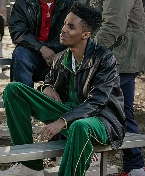 Myles Truitt TV Series BMF Black Mafia Family B Mickie Green Fleece Tracksuit