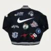 Supreme X Nike X NBA Teams Warm Up Black Letterman Varsity Jacket