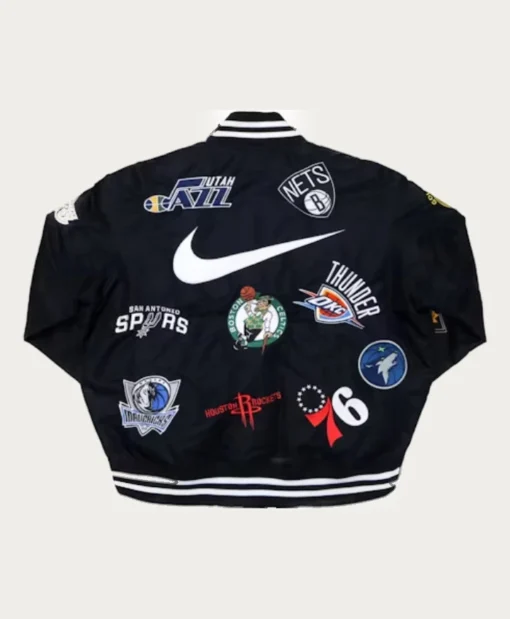 Supreme X Nike X NBA Teams Warm Up Black Letterman Varsity Jacket