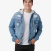 NFL Caesar Dallas Cowboys Blue Denim Hooded Jacket