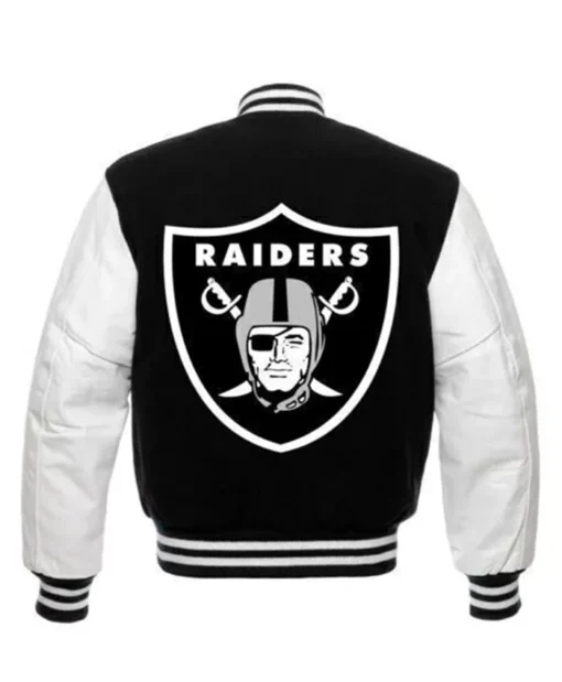 NFL Las Vegas Raiders Oversized Leather Letterman Varsity Jacket
