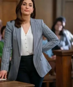 Nancy Drew S03 Jean Rosario Pinstripe Grey Blazer