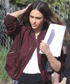 Nancy McKenna L.A.’s Finest Maroon Bomber Jacket