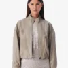 Naomi Iro Okan Leather Stand-up Collar Zip Jacket