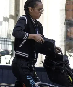 Nathalie Emmanuel Fast and Furious 9 Black Bomber Black Ramsey Jacket