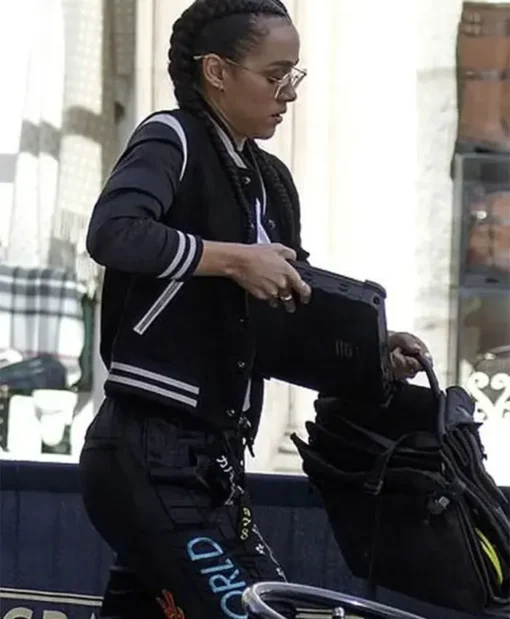 Nathalie Emmanuel Fast and Furious 9 Black Bomber Black Ramsey Jacket