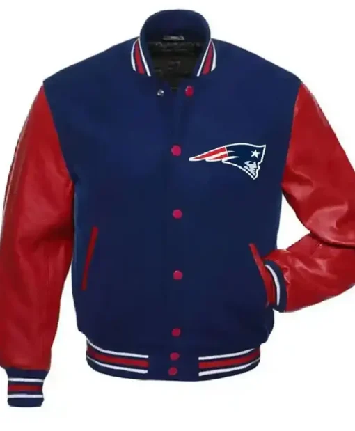 New England Patriots Jennee Red And Blue Varsity Jacket