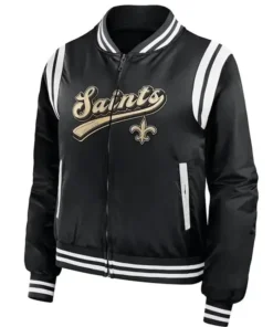 New Orleans Saints NFL Satin Zipper Bomber Jacket