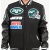 New York Jets Zion Jerde Black Bomber Jacket
