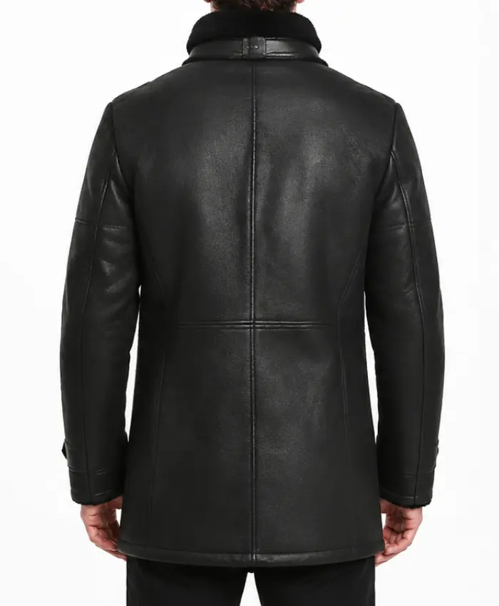 Nicholas Double Breasted Sheepskin Leather Coat