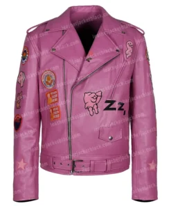 Nicolas Cage Pink Motorcycle Leather Jacket