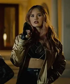 Night Teeth Blaire Golden Satin Bomber Jacket