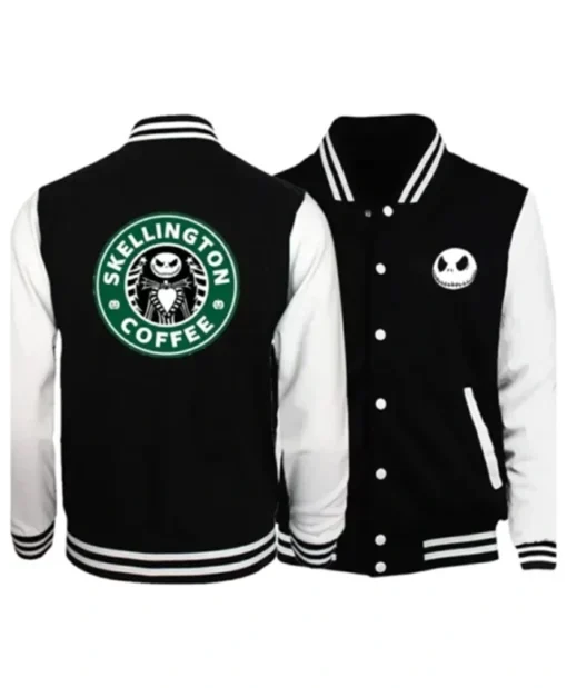 Nightmare Before Christmas Skellington Coffee Varsity Jacket