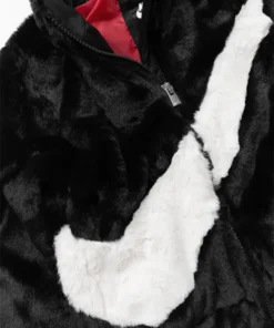 Nike Faux Fur Oversized Swoosh Black Jacket For Men And Women