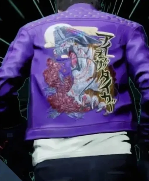No More Heroes Video Game Travis Strikes Again Purple Studded Cotton Jacket