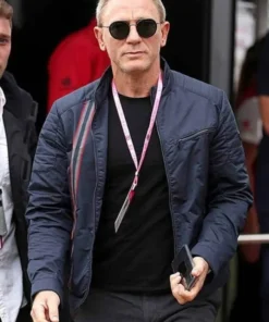 No Time To Die James Bond Blue Quilted Striped Jacket