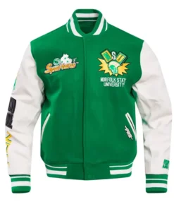 Norfolk State University Classic Rib Green Varsity Baseball Jacket
