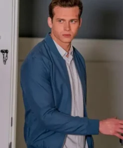 Oliver Stark TV Series 9-1-1 Evan Buckley Blue Fleece Bomber Jacket