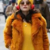 Only Murders In The Building Selena Gomez Orange Fur Jacket