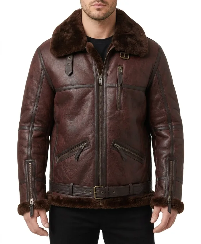 Bennett Fur Leather Jacket in Reddish tone