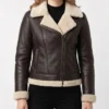 Buy Cameron Shearling Fur Dark Brown Jacket For Womens