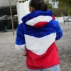 Larry Buffalo Bills Color Block Fur Coat On Sale Now