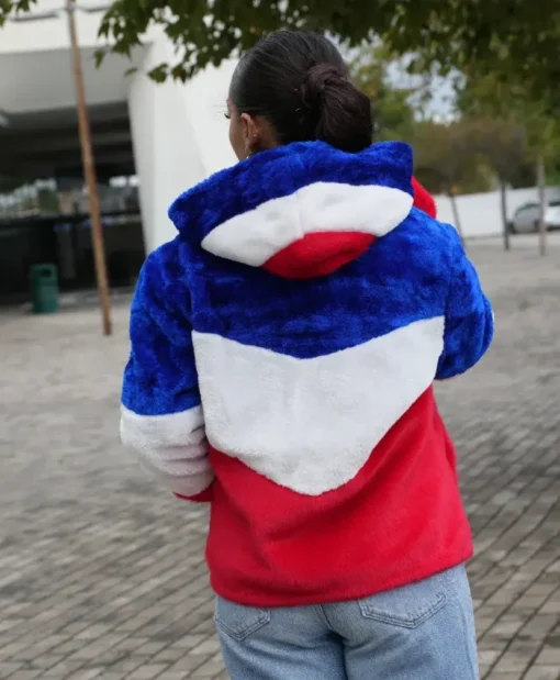 Larry Buffalo Bills Color Block Fur Coat On Sale Now