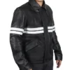 Matt Damon Film Good Will Hunting Will Black Stripes Leather Jacket