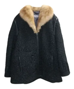 Original Sheep Fur Collar Persian Lamb Fur Coat