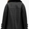 Oversize Black Shearling Coat For Womens