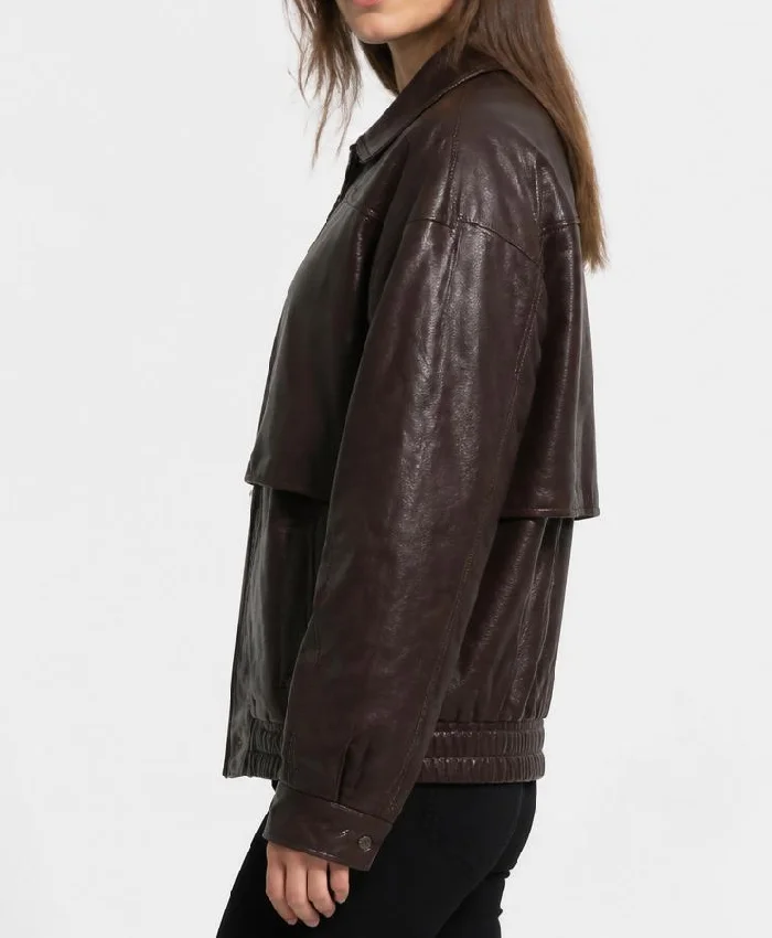 Oversize Vintage Brown Bomber Jacket Women