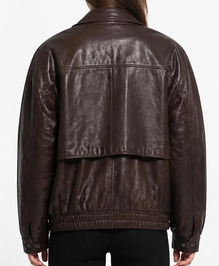 Oversize Vintage Brown Bomber Jacket Womens