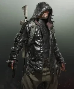 PUBG 8.2 Patch Leather Hooded Jacket