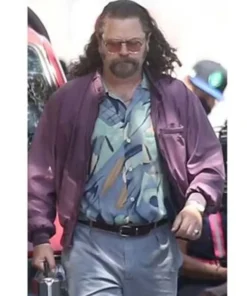 Pam and Tommy Uncle Miltie Purple Bomber Jacket