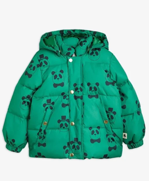 Panda Puffer Green Jacket