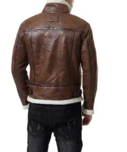 Parker Motorcycle Distress Brown Fur Shearling Bomber Sheepskin Jacket