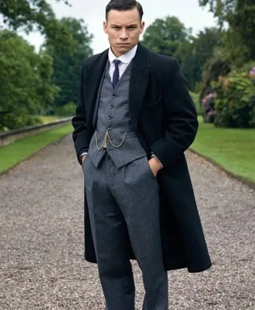 Peaky Blinders Michael Gray Black Wool-Blend Trench Coat