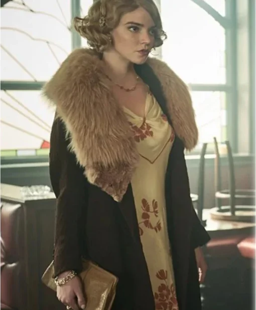 Peaky Blinders S06 Gina Gray Brown Fur Coat