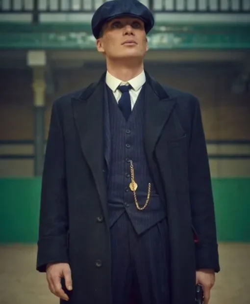 Peaky Blinders Thomas Shelby Navy Blue Three Piece Pinstripe Suit