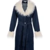 Penny Lane Denim Fur Trim Trench Coat