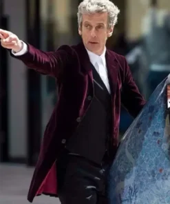 Peter Capaldi Doctor Who Maroon Velvet Coat For Men And Women