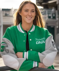 Philadelphia Eagles 80Ã¢â‚¬â„¢s Green Letterman Varsity Jacket
