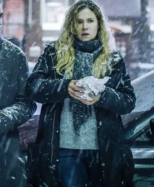 Pihla Viitala TV Series Deadwind Sofia Karppi Black Coat With Hood