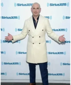 Pitbull Double Breasted White Peacoat