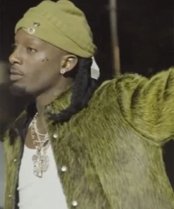 Playboi Carti Ur The Moon Green Faux Fur Jacket