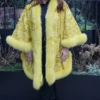 Plus Size Yellow Persian Lamb Fur Cape Coat