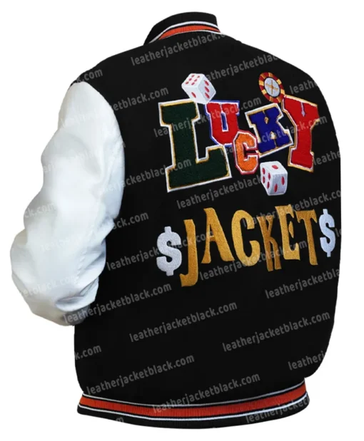 Poker Lucky Black And White Varsity Jacket