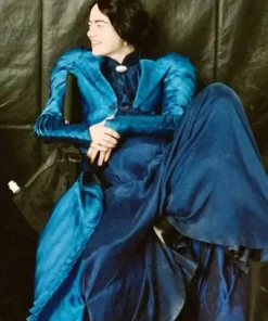 Poor Things 2023 Bella Baxter Blue Long Coat