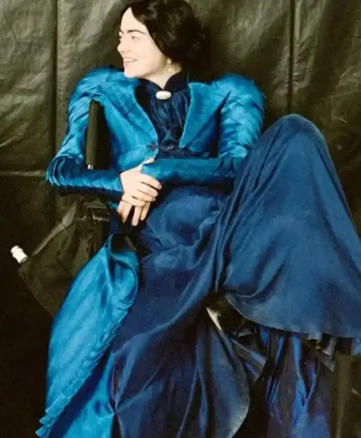 Poor Things 2023 Bella Baxter Blue Long Coat