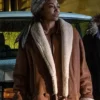 Power Book III Patina Miller Brown Leather Shearling Coat